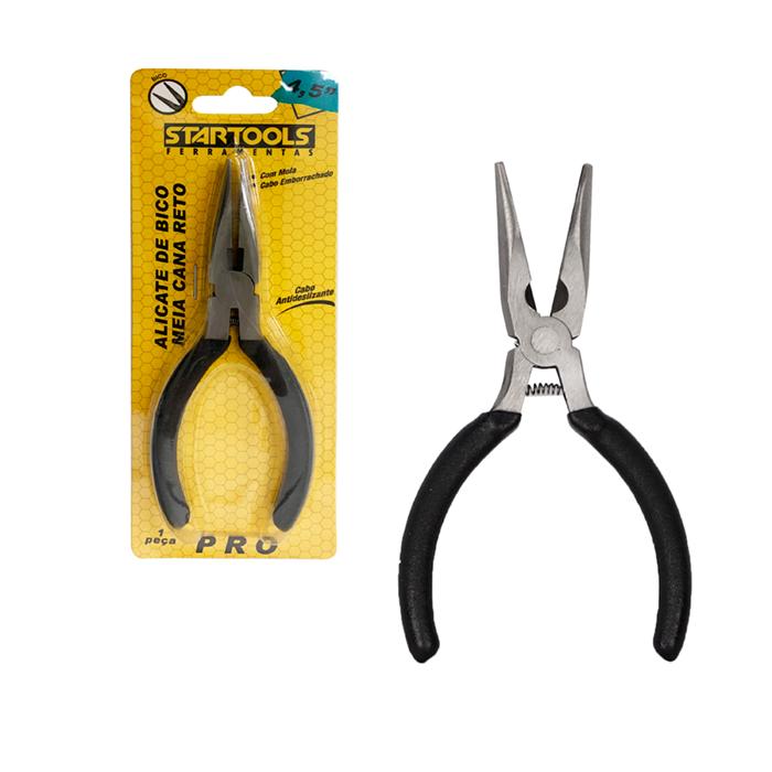 SR0556 - ALICATE DE BICO MEIA CANA RETO 4,5' COM MOLA E CABO EMBORRACHADO CX48 - 2X24