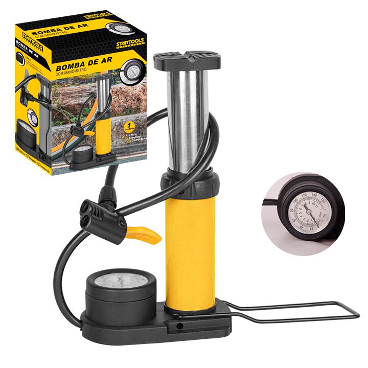 SR0872 - Bomba De Ar Manômetro Encher Pneu CX18