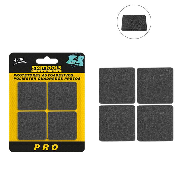 SR0590 - PROTETOR AUTO ADESIVO POLIESTER QUADRADO PRETO 4CM 4PCS CX96 - 2X48