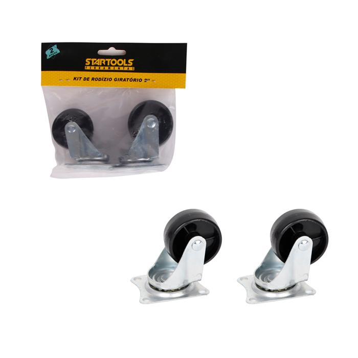 SR0483 - KIT DE RODIZIO GIRATORIO PRETO 2" C/2PCS CX24
