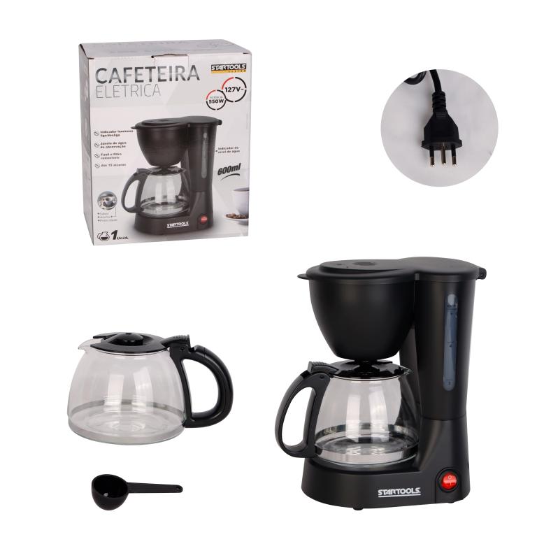 SR0877 - CAFETEIRA 127V ELETRICA PRETA 600ML 650W P/ 15 XICARAS C/JARRA DE VIDRO CX6