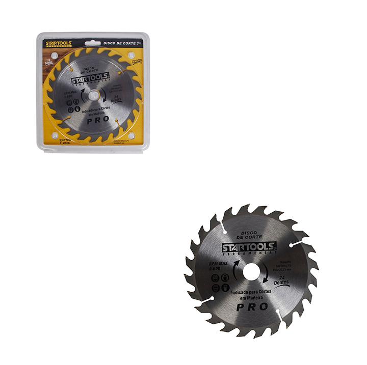 SR1082 - DISCO PARA CORTE 7'' DE MADEIRA 24 DENTES 180 X 22,23 X 2,3 mm 8.600 MAX RPM CX36 - 6X6