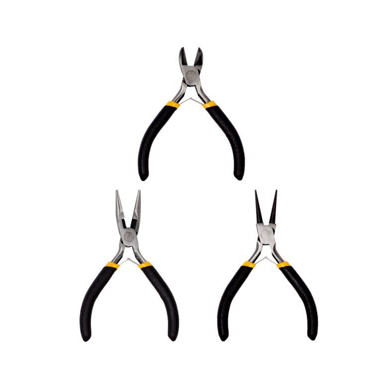 SR0554 - JOGO DE ALICATES 4.5" COM 3PCS C/MOLA E CABO EMBORRACHADO DE AÇO CARBONO CX30 - 2X15