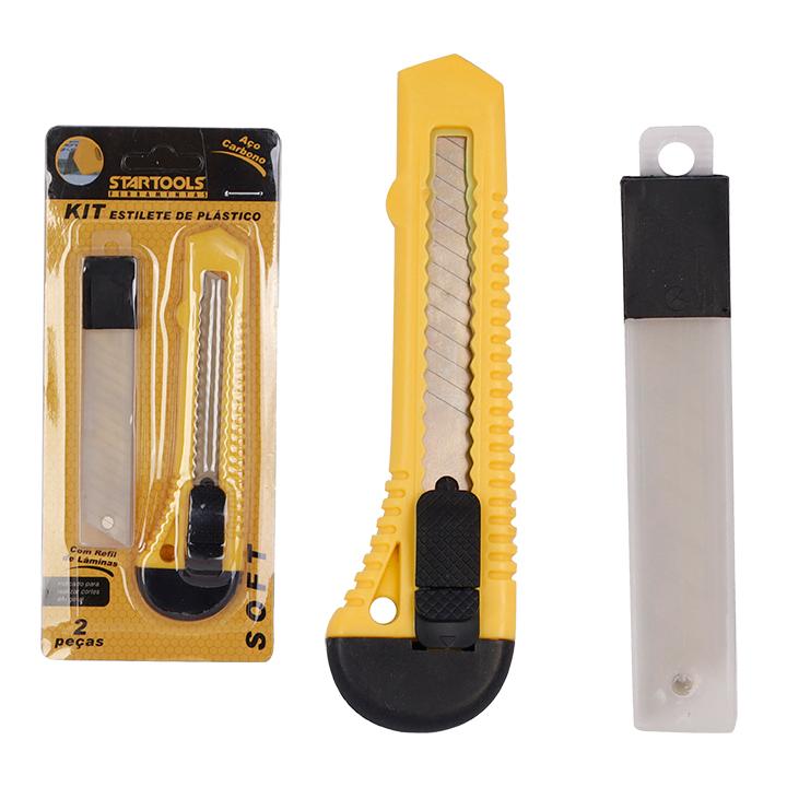SR0630 - KIT ESTILETE DE PLASTICO C/REFIL DE LAMINAS 3PCS 18MM CX72 - 2X36