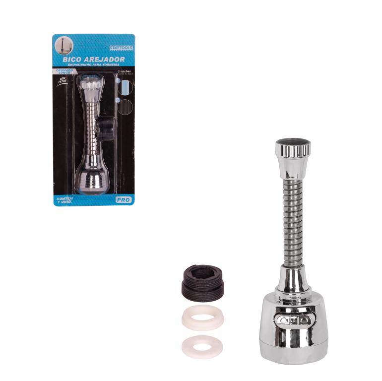 SR0949 - CHUVEIRINHO BICO AREJADOR LONGO CROMADO PARA TORNEIRA COM FILTRO CX72