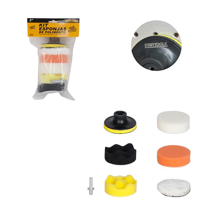 SR1362 - KIT ESPONJAS DE POLIMENTO 3" C/6PCS (5 ESPONJAS + 1 SUPORTE) CX96