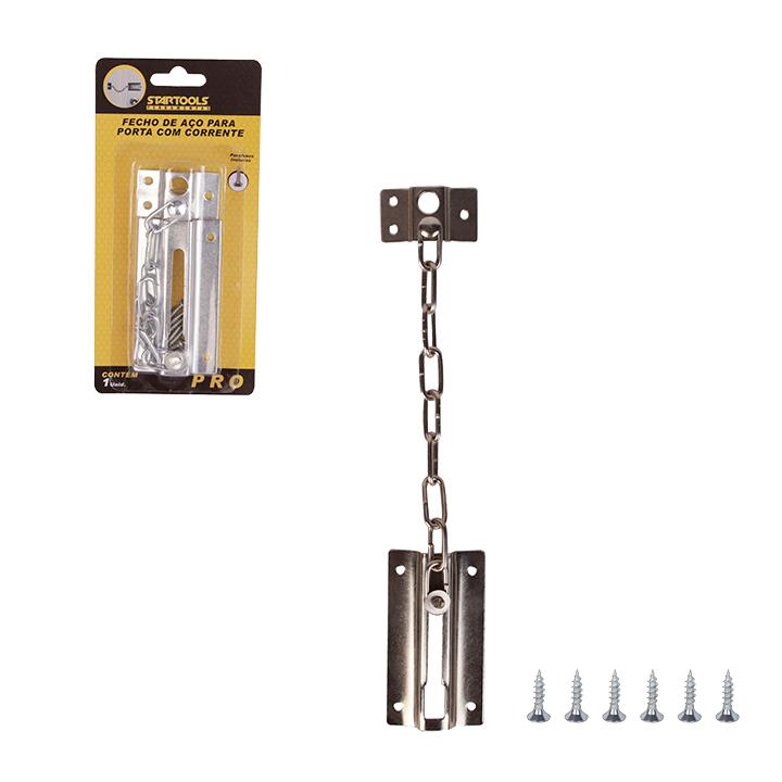 SR0649 - FECHO DE ACO PARA PORTA COM CORRENTE CX48 - 2X24