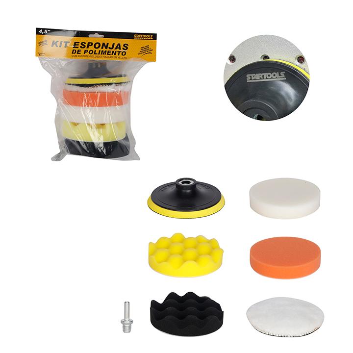 SR1363 - KIT ESPONJAS DE POLIMENTO 4.5" C/6 PCS (5 ESPONJAS + 1 SUPORTE) CX48 - 2X24
