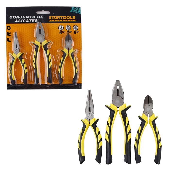 SR0403 -CONJUNTO DE ALICATES BICO 6",UNIVERSAL 8",CORTE 6" CX36 1X36