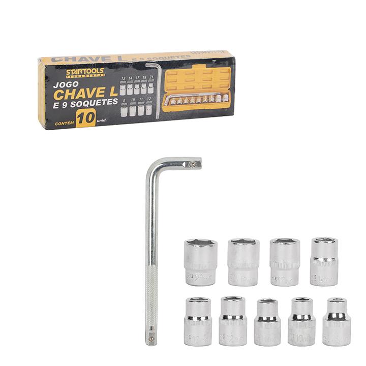 SR1192 - JOGO CHAVE L C/9 SOQUETES NO ESTOJO CX12