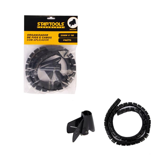 SR0525 - ORGANIZADOR DE FIOS E CABOS PLASTICO 20MMX1M PRETO C/APLICADOR CX24