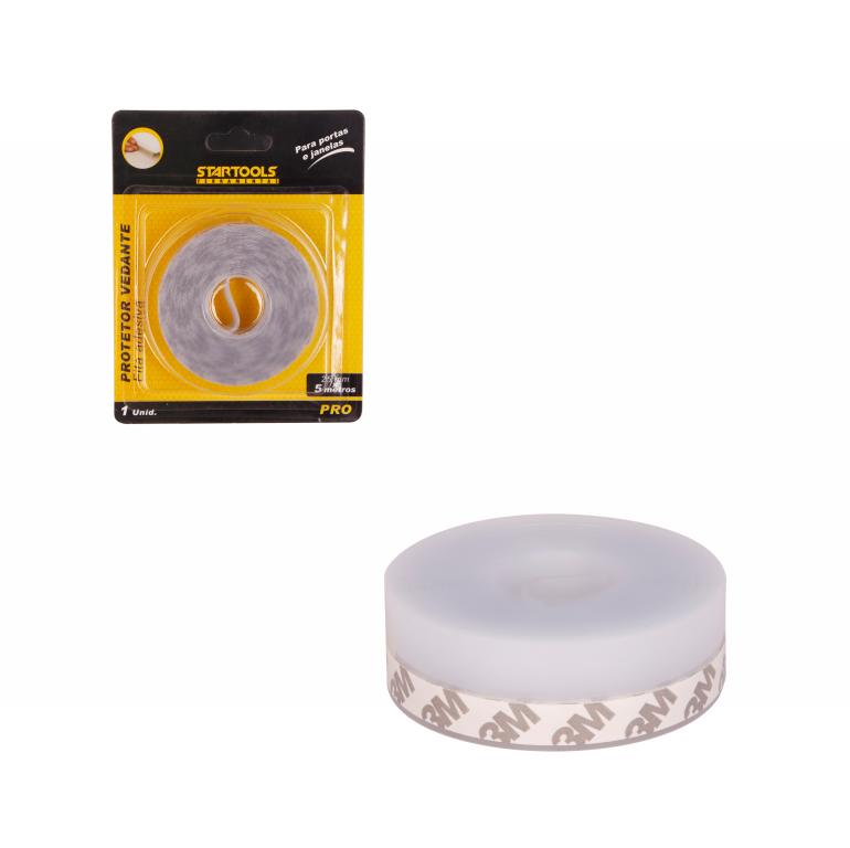 SR0918 - FITA PROTETOR VEDANTE ADESIVA P/PORTAS E JANELAS 5MTS X 25MM CX36