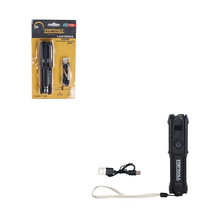 SR1063 - LANTERNA ZOOM COM CABO USB 3,7V~ 3W CX48 - 2X24