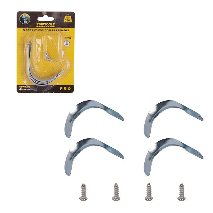 SR0648 - KIT 4 GANCHOS COM PARAFUSO ATE 20KG CX96 - 2X48