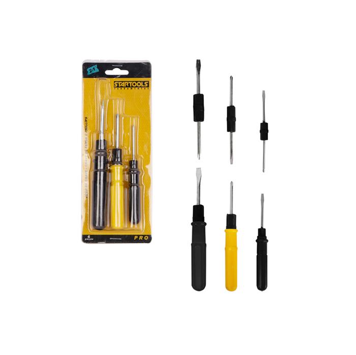 SR0473 - JOGO DE CHAVE - CHAVE DE FENDA E PHILLIPS 2EM1 C/3PCS CABO DE PLAS. PRETA/AM. CX72 - 2x36