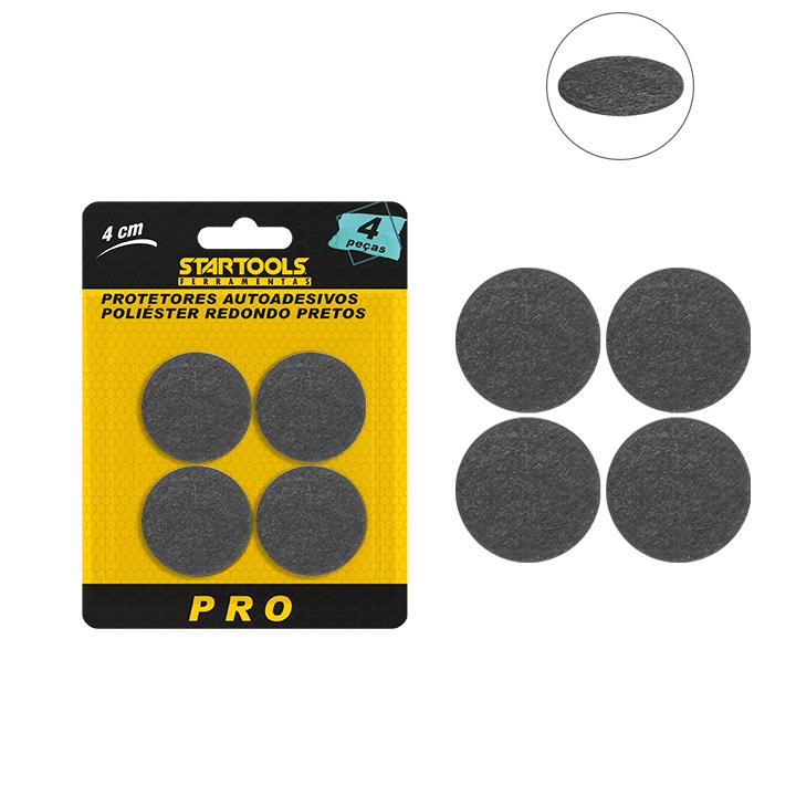 SR0593 - PROTETOR AUTO ADESIVO POLIESTER REDONDO PRETO 4CM 4PCS CX96 - 2X48