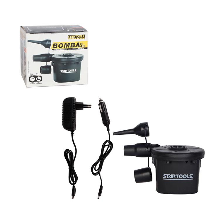 SR0958 - BOMBA DE AR ELETRICA PORTATIL P/INFLAR E DESINFLAR BIVOLT E C/CARREGADOR DE CARRO CX8