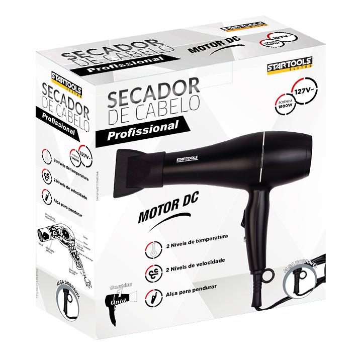 SR0883 - SECADOR 127V  DE CABELO PRETO PROFISSIONAL 1800W CX6