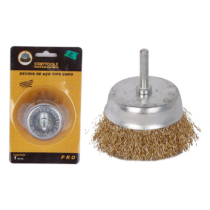 SR0666 - ESCOVA DE ACO TIPO COPO 75MM (3') CX72 - 2X36