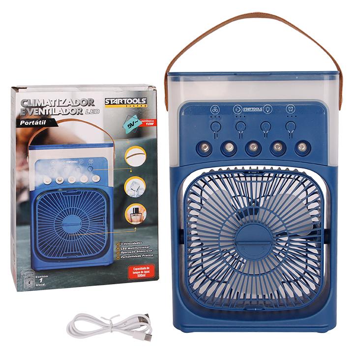 SR0923 - MINI AR CONDICIONADO CLIMATIZADOR UMIDIFICADOR VENTILADOR PORTÁTIL USB LED AZUL CX20