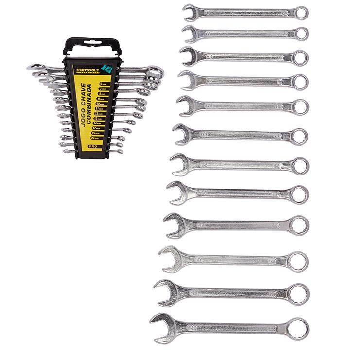 SR0708 - JOGO CHAVE COMBINADA C/12PCS 6,7,8,9,10,11,12,13,14,17,19,22MM CX6