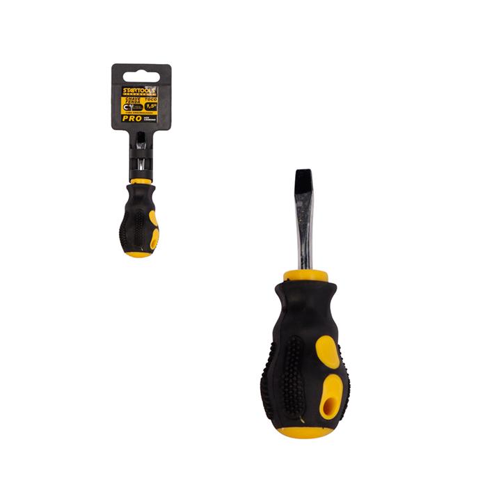 SR0471 - CHAVE DE FENDA CABO EMBORRACHADO PRETO/AMARELO 1,5" - TOCO CX72 - 6X12