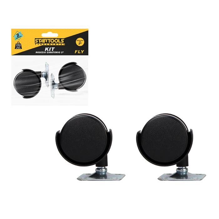 SR0490 - KIT DE RODÍZIO GIRATÓRIO PRETO 2" C/2PCS CX24