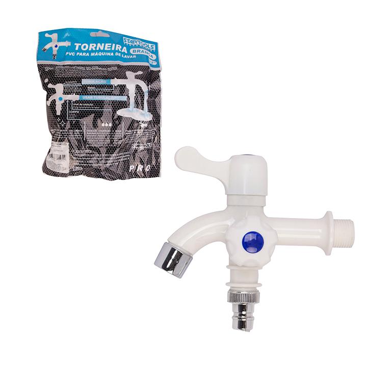 SR0777 - TORNEIRA 1/2' PVC BRANCA P/MAQUINA DE LAVAR CX72
