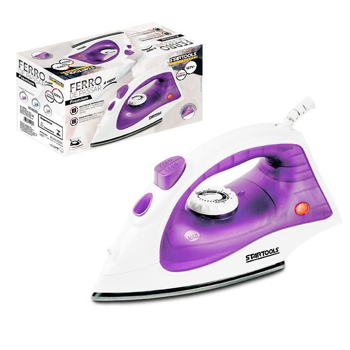 SR0894 - FERRO 127V DE PASSAR A VAPOR SPRAY BASE ANTIADERENTE 1200W 3 CORES(AZUL, CINZA E ROXO) CX6