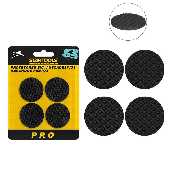 SR0587 - PROTETOR EVA AUTO ADESIVO REDONDO PRETO 4CM 4PCS CX96 - 2X48