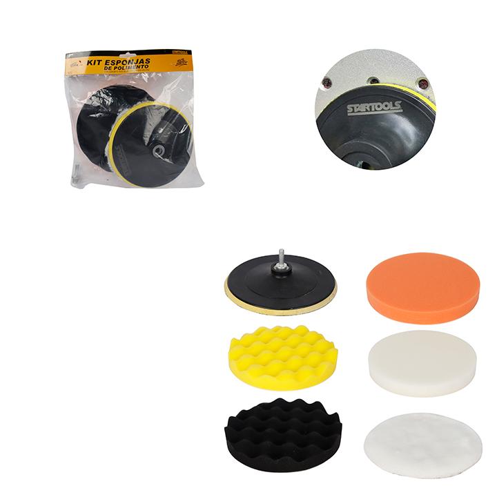 SR1364 - KIT ESPONJAS DE POLIMENTO 7" C/4 PCS(3 ESPONJAS + 1 SUPORTE) CX24