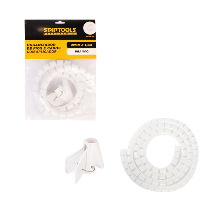 SR0526 - ORGANIZADOR DE FIOS E CABOS PLASTICO 20MMX1.5M BRANCO C/APLICADOR CX24