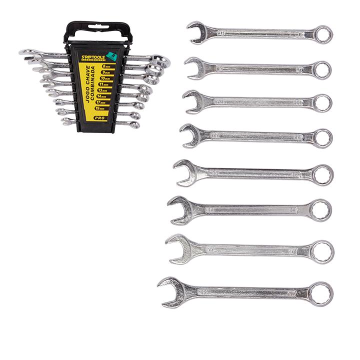 SR0707 - JOGO CHAVE COMBINADA C/8PCS 8,9,10,11,13,14,17,19MM CX12