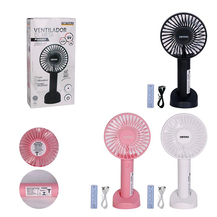 SR0965 - MINI VENTILADOR PORTATIL DE MAO E MESA RECARREGAVEL 3 VELOCIDADES CX48