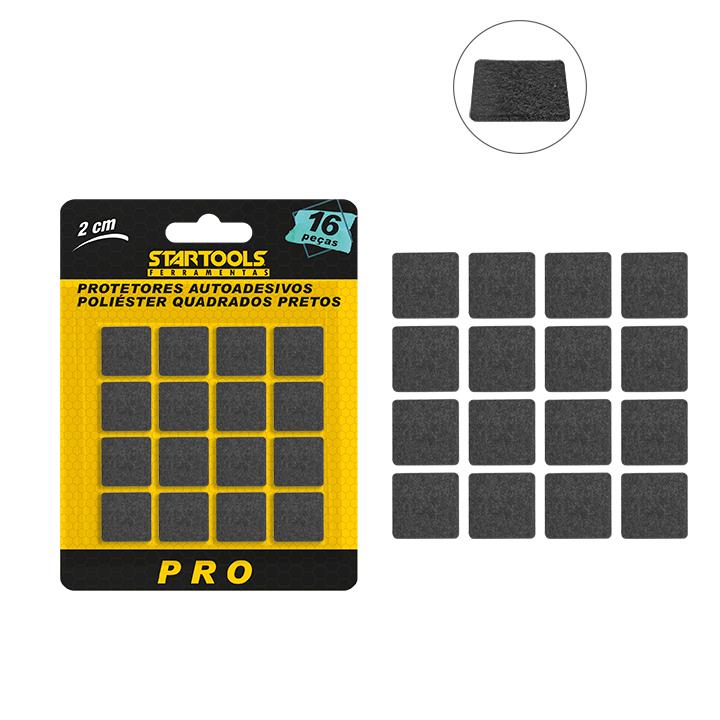 SR0588 - PROTETOR AUTO ADESIVO POLIESTER QUADRADO PRETO 2CM 16PCS CX96 - 2X48