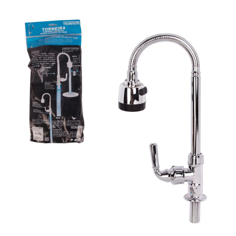 SR0781 - TORNEIRA GOURMET CROMADA C/DUCHA FLEXIVEL DE MESA CX48