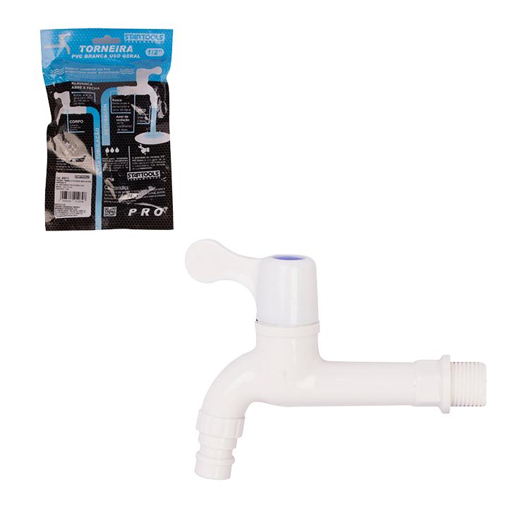 SR0771 - TORNEIRA 1/2' PVC BRANCA LONGA USO GERAL CX144