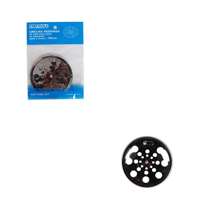 SR1168 - GRELHA REDONDA 9.6CM INOX P/RALO DE BANHEIRO ABRE E FECHA CX120 - 4X30