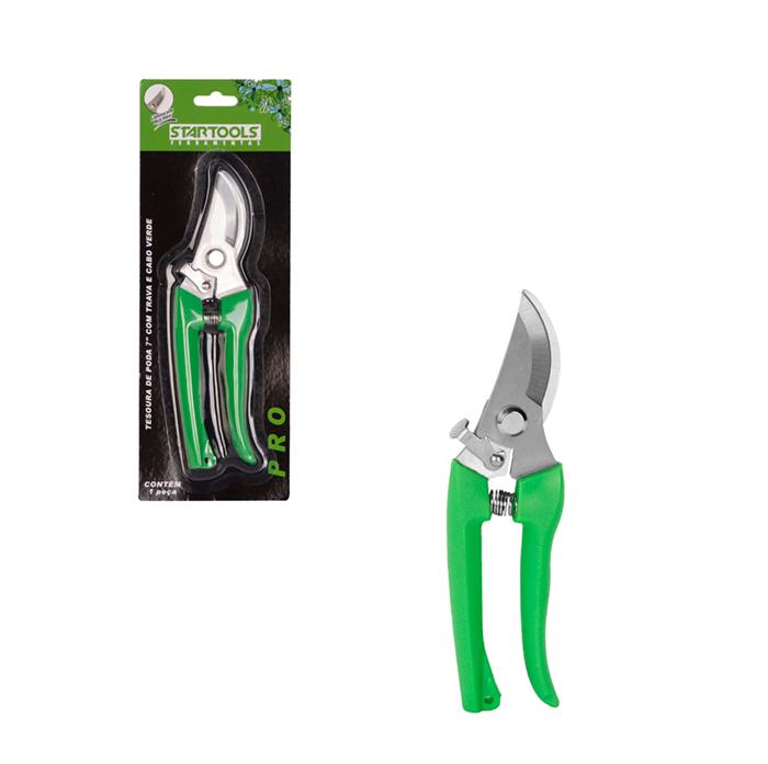 SR0448 - TESOURA DE PODA 7" C/TRAVA E CABO VERDE CX72 - 2X36