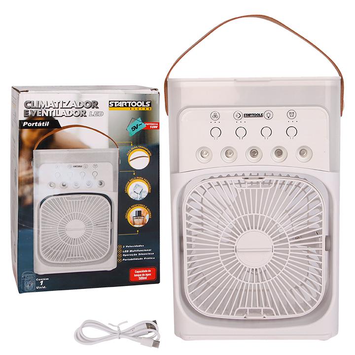 SR0922 - MINI AR CONDICIONADO CLIMATIZADOR UMIDIFICADOR VENTILADOR PORTÁTIL USB LED BRANCO CX20