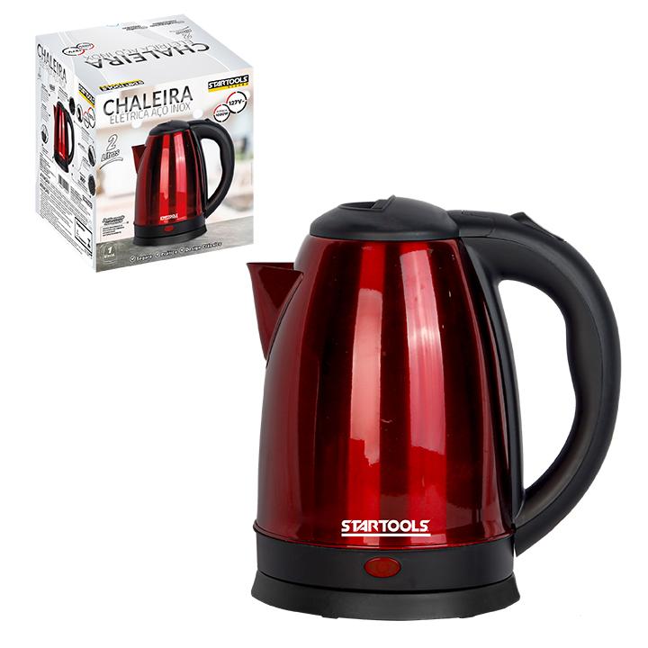 SR0931 - CHALEIRA 127V JARRA ELETRICA INOX VERMELHA 2L CX10