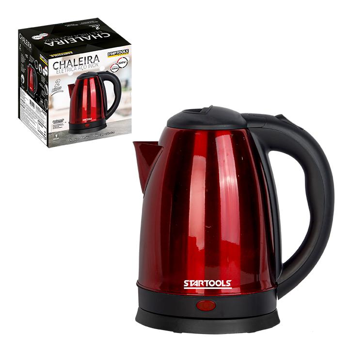 SR0933 - CHALEIRA 220V JARRA ELETRICA INOX VERMELHA 2L CX10