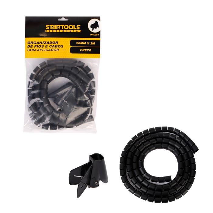 SR0529 - ORGANIZADOR DE FIOS E CABOS PLASTICO 20MMX2M PRETO C/APLICADOR CX24