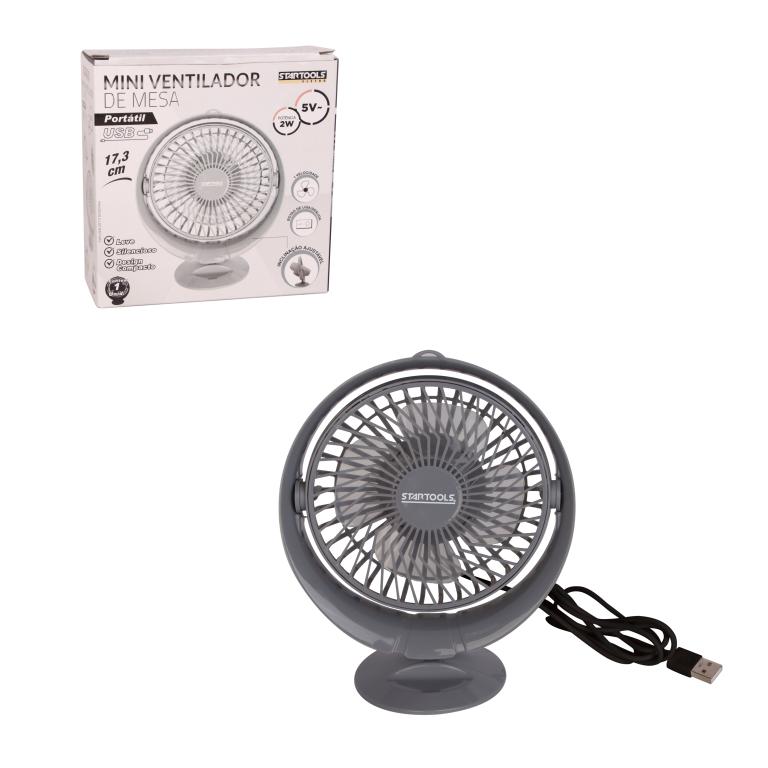 SR0954 - MINI VENTILADOR DE MESA PORTATIL CINZA CABO USB CX24