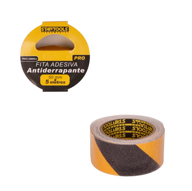 SR0910 - FITA ADESIVA ANTIDERRAPANTE PRETA E AMARELA 5MTS X 50MM CX36