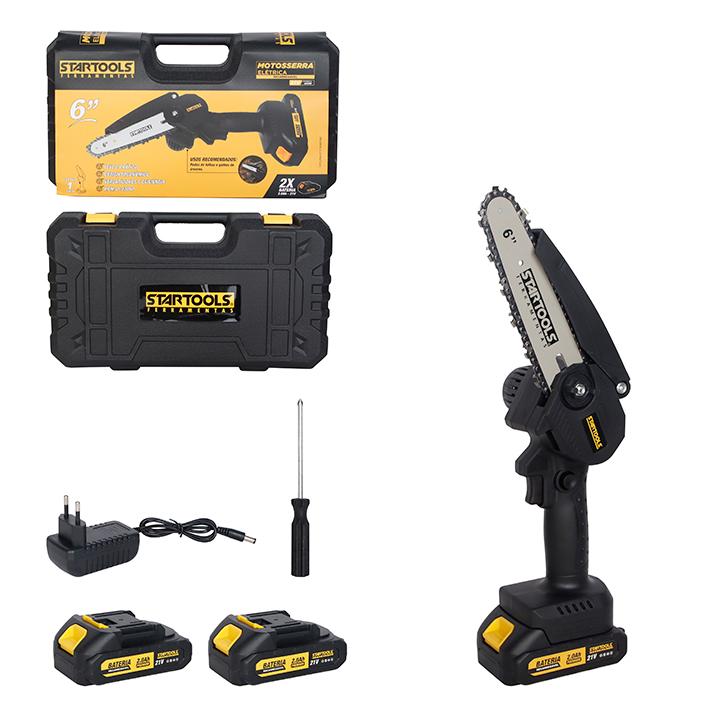 SR1176 - MINI MOTOSERRA 6'' 460W P/JARDIM C/2 BATERIAS RECARREGAVEIS (21V) CX6