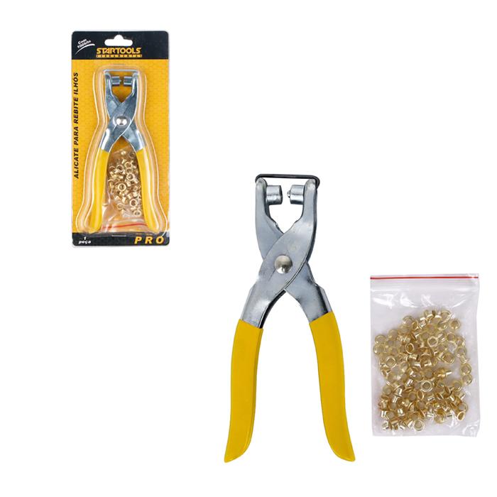 SR0450 - ALICATE P/REBITE ILHOS C/100BITS CABO AMARELO CX72 - 6X12
