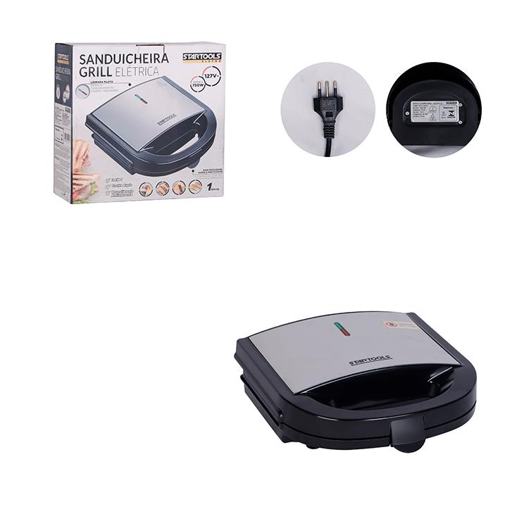 SR0764 - SANDUICHEIRA 110V /GRILL ELETRICA 750W INOX CX4