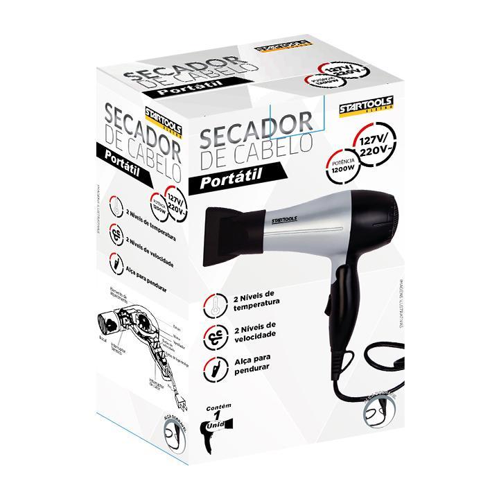 SR0881 - SECADOR BIVOLT DE CABELO CINZA PORTATIL  1200W CX6