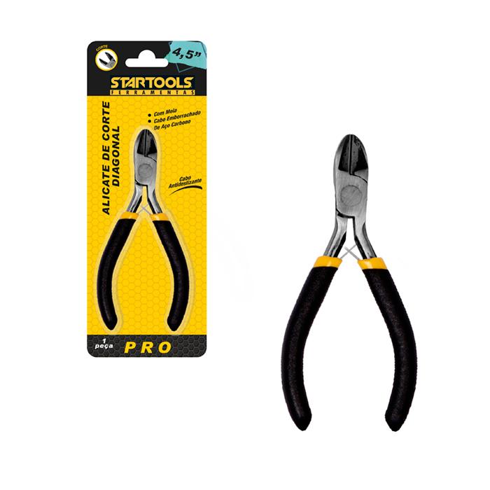 SR0546 - ALICATE DE CORTE DIAGONAL 4,5' COM MOLA E CABO EMBORRACHADO DE AÇO CARBONO CX48 - 2X24